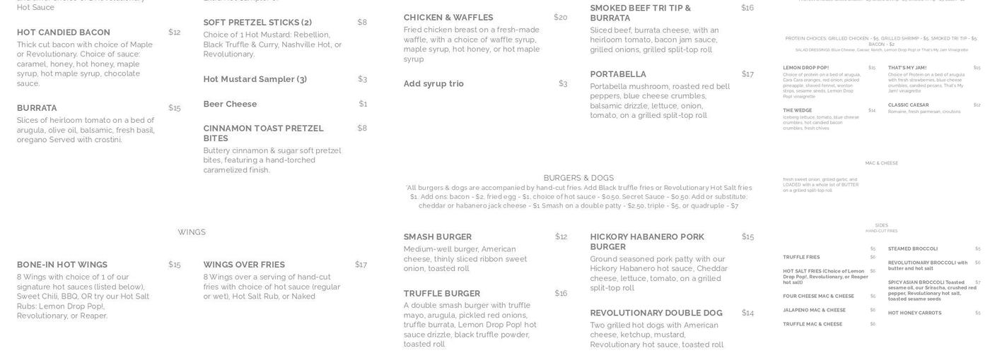 Revolutionary Hot Sauce Eatery Menu