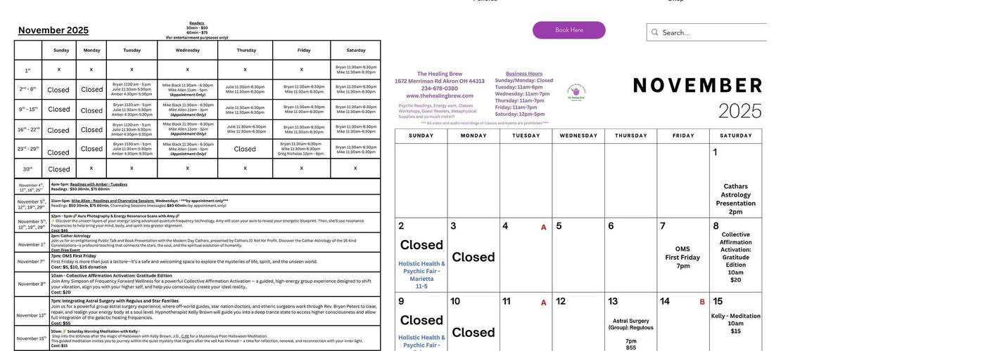 The Healing Brew, LLC Menu