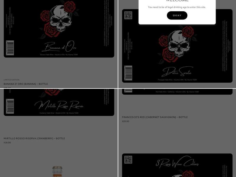 3 Roses Wine Cellars Menu