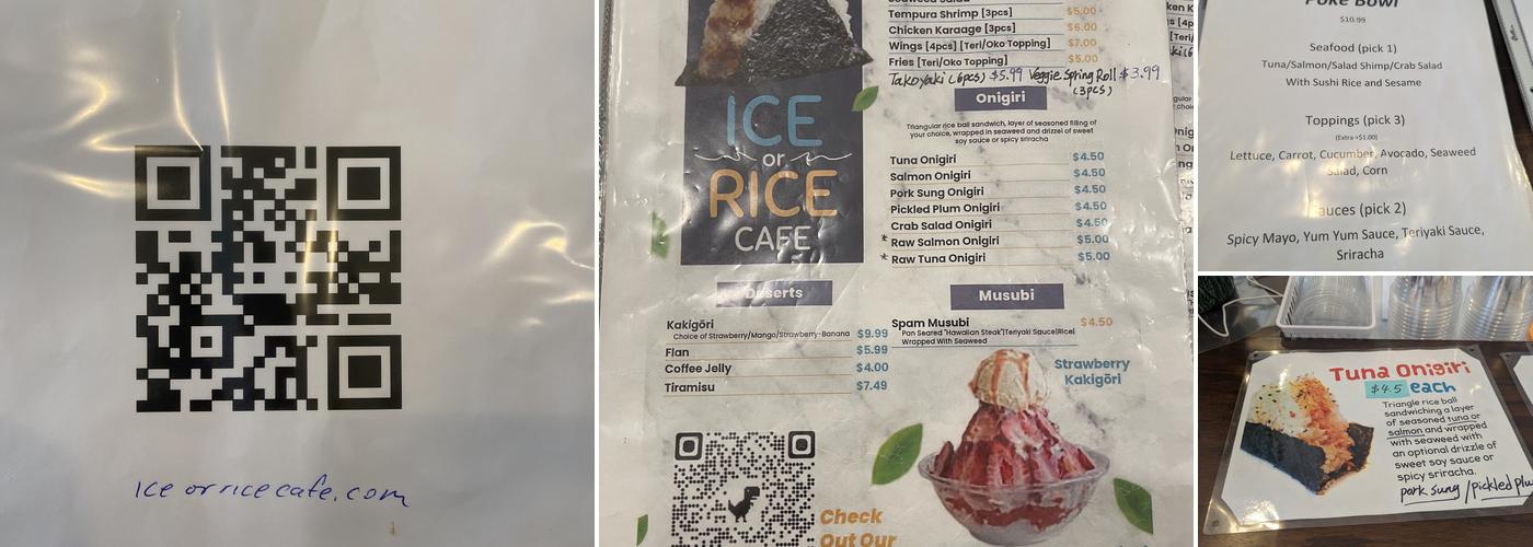 Ice or rice cafe Menu