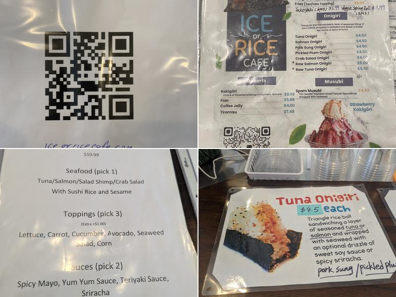 Ice or rice cafe Menu