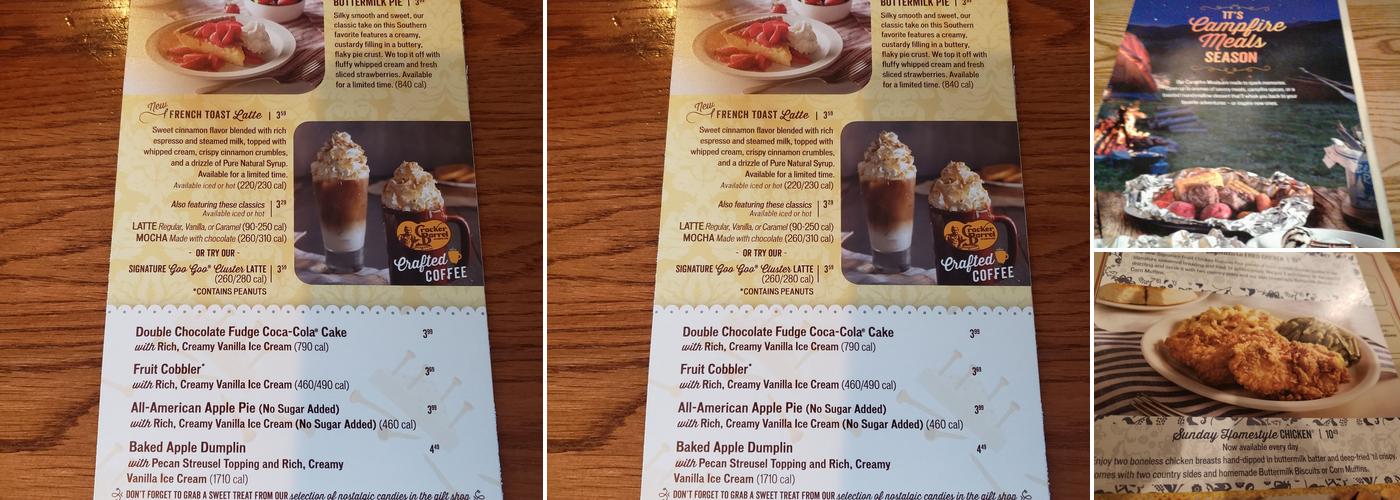 Cracker Barrel Old Country Store Menu