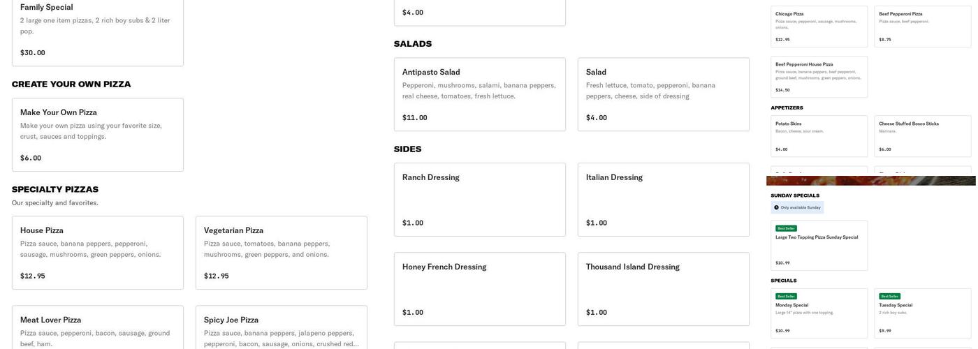 Papa Joe's Pizza Menu