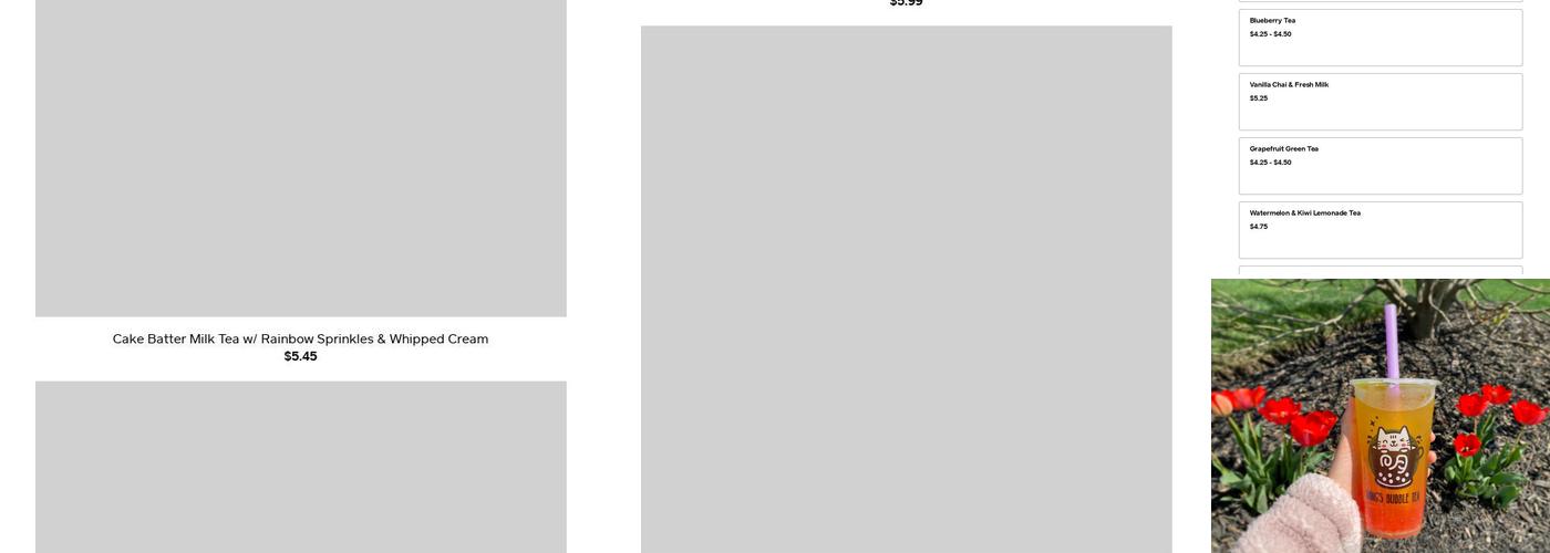 Ming's Bubble Tea Menu