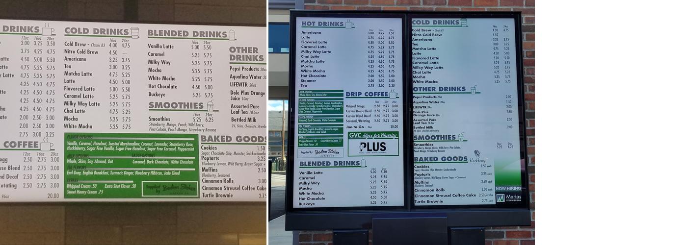 Glacier View Coffee Menu