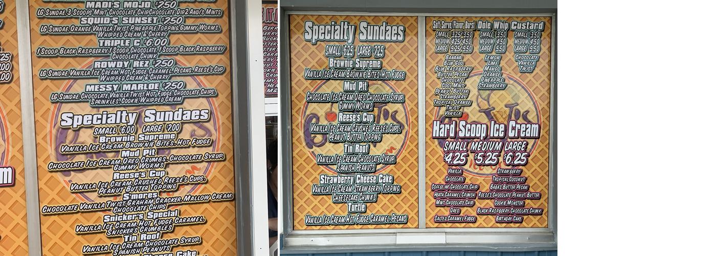 Big V's Ice Cream LLC Menu