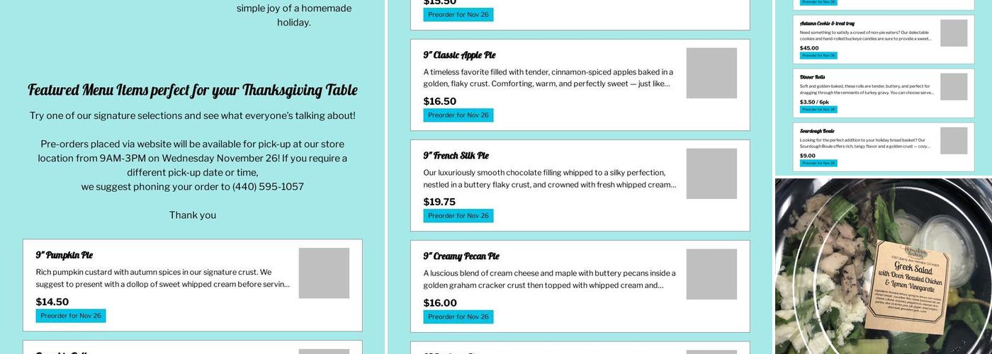 Hometown Bakery Menu