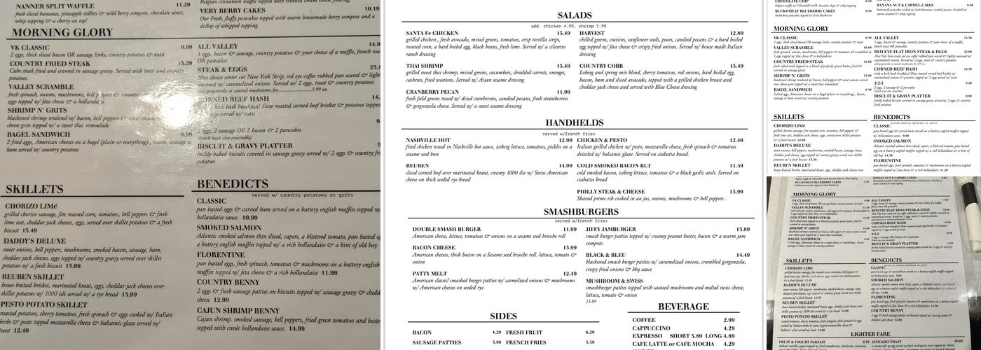 Valley Kitchen Menu