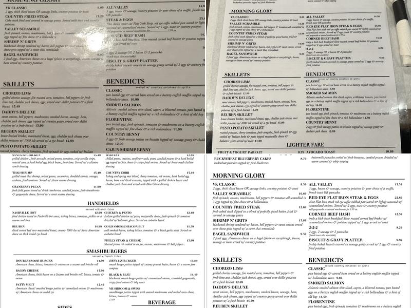 Valley Kitchen Menu