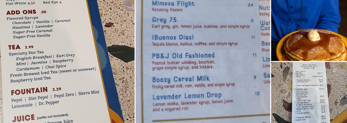 Stella's Fresh Brunch Menu