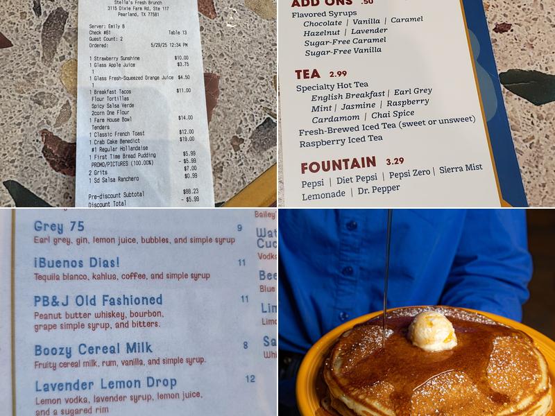 Stella's Fresh Brunch Menu