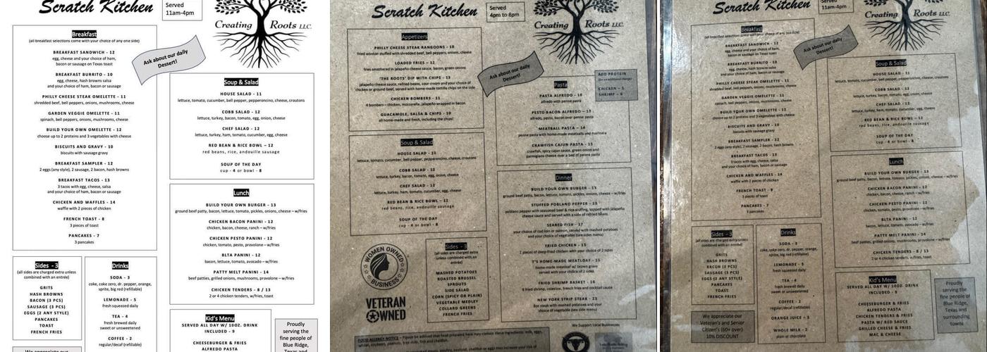 Creating Roots LLC Menu