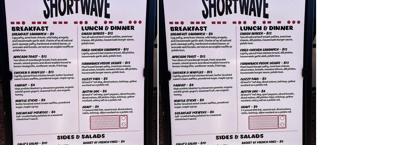 Shortwave Diner Menu