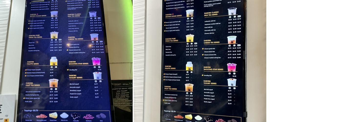 Daboba Menu