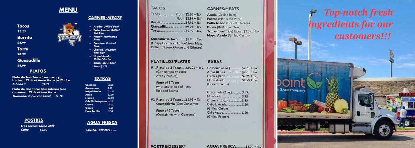 Tacowboy Menu