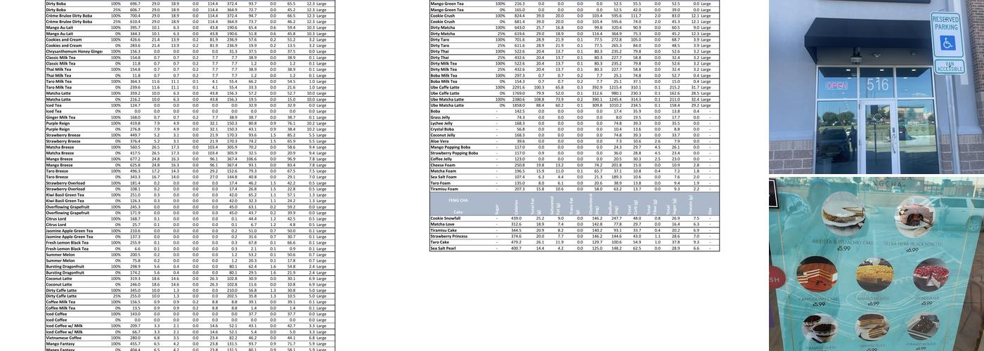 FENG CHA TERRELL Menu
