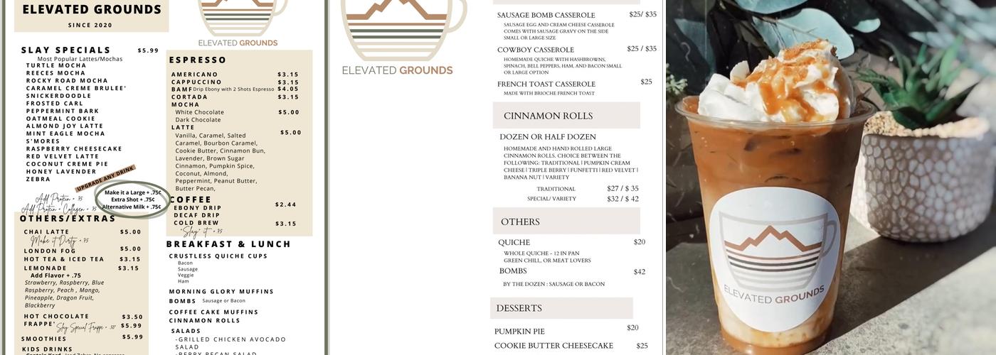Elevated Grounds Menu