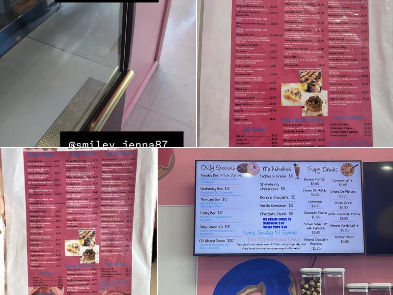 Papy Donuts Menu