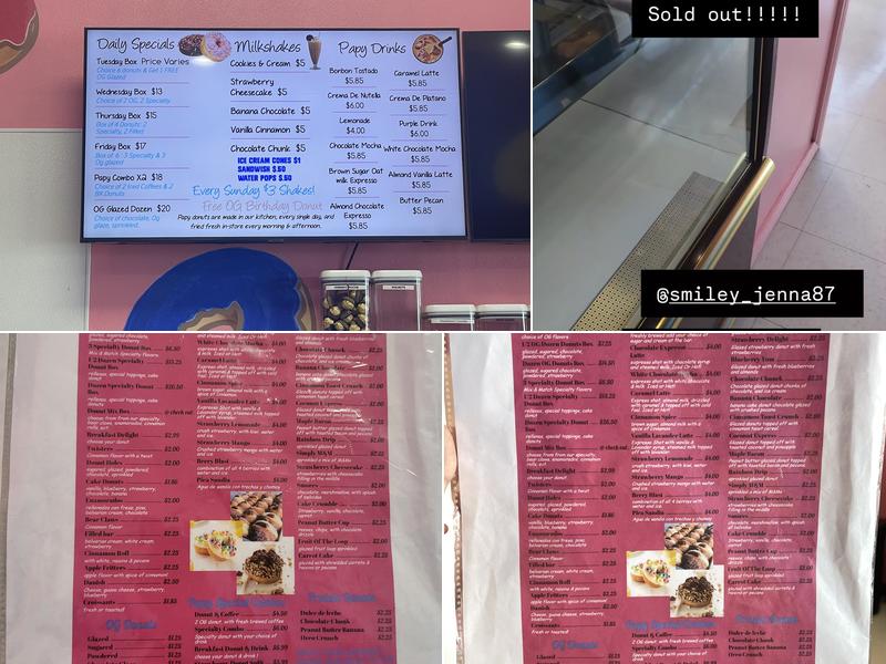 Papy Donuts Menu