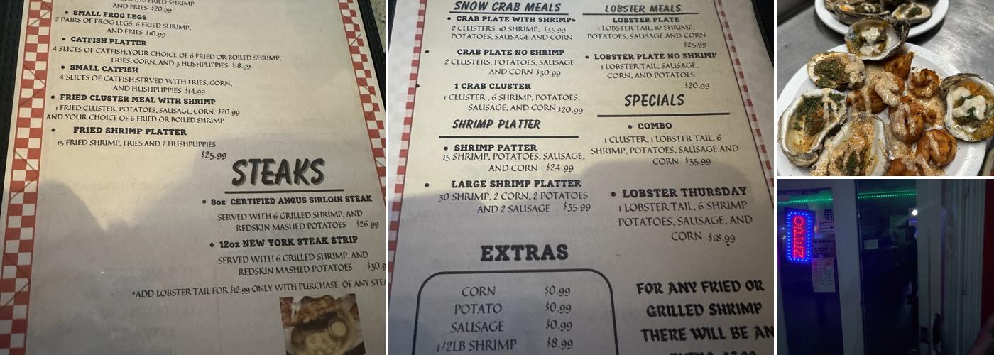 Rusty Shells Seafood Menu