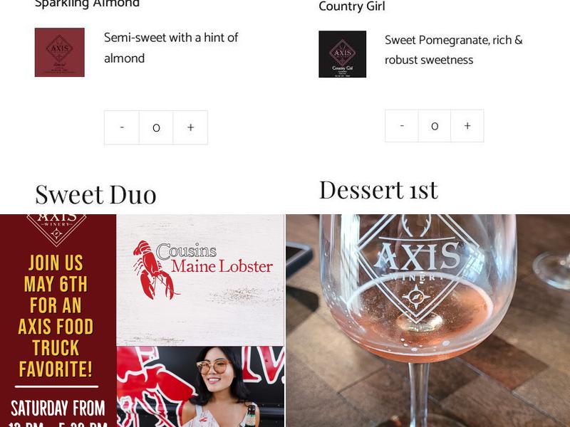 Axis Winery Menu