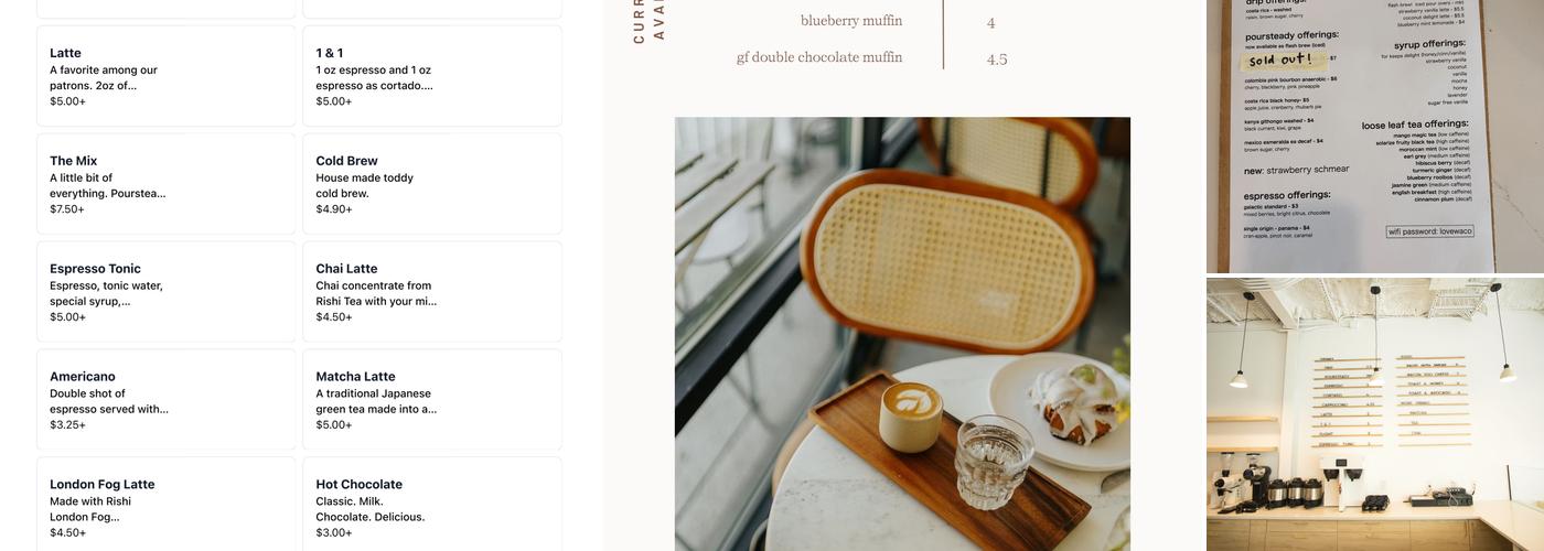 For Keeps Coffee & Bakery Menu