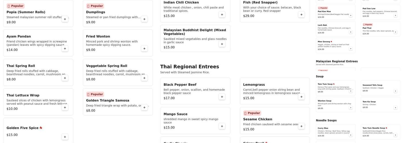 Golden Triangle Menu