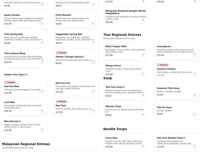 Golden Triangle Menu