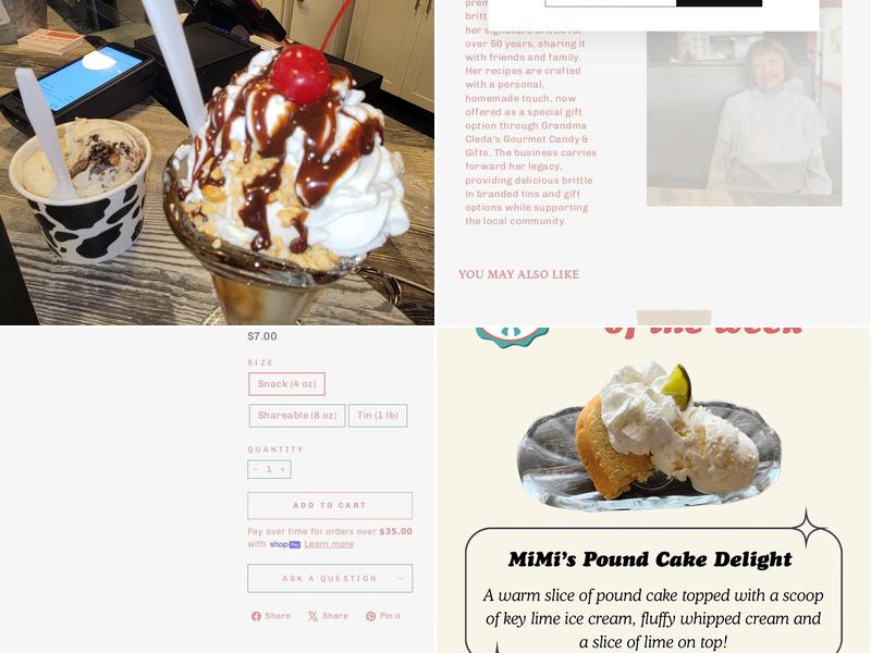 Grandma Cleda's Sweet Shop Menu