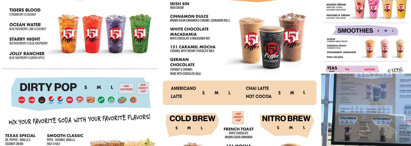 151 Coffee Menu