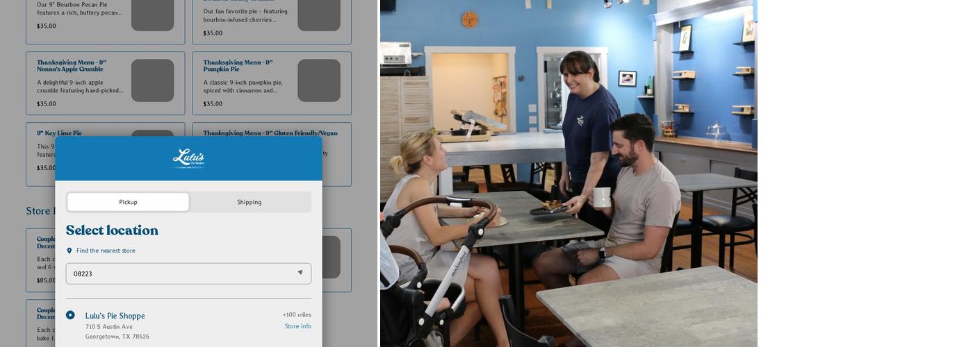 Lulu's Pie Shoppe Menu