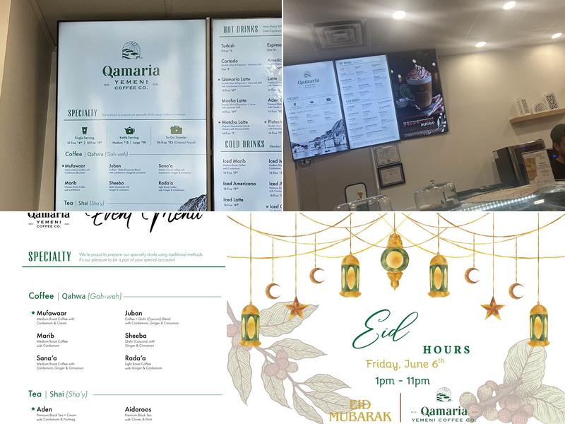 Qamaria Yemeni Coffee Co. Menu