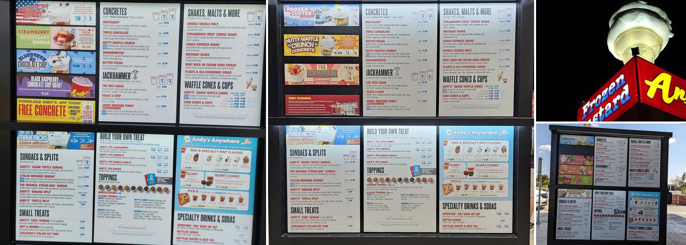 Andy's Frozen Custard Menu