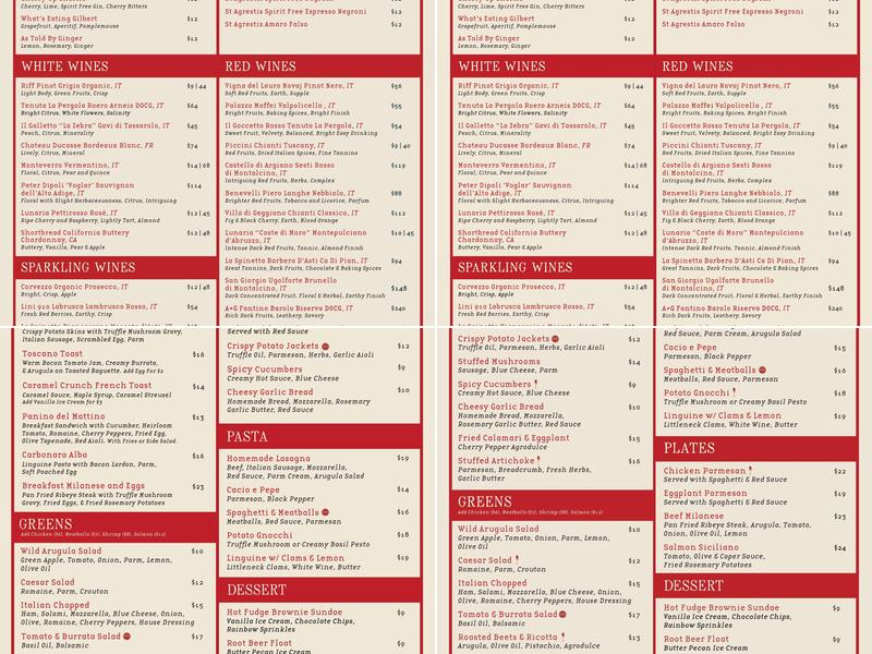 Osteria Craft Cocktails & Casual Eatery Menu