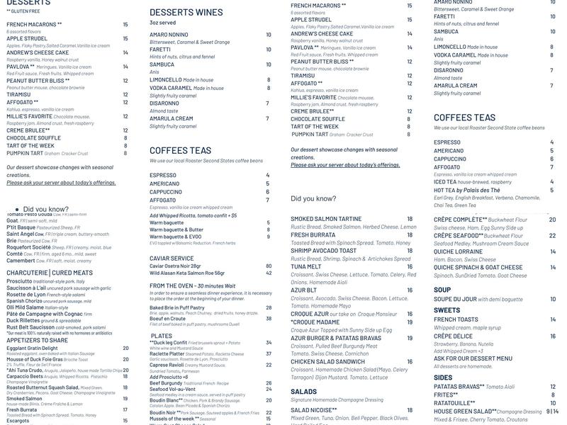 AZUR Menu