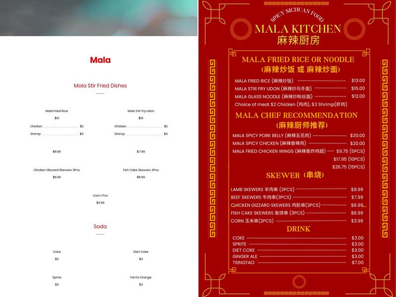 Mala Kitchen Menu