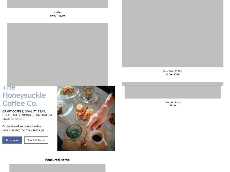 The Honeysuckle Coffee Co. Menu