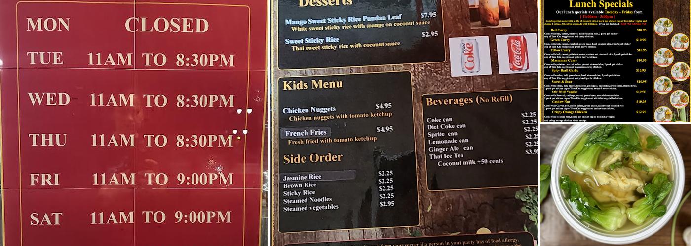 Thai Simple Dish Menu