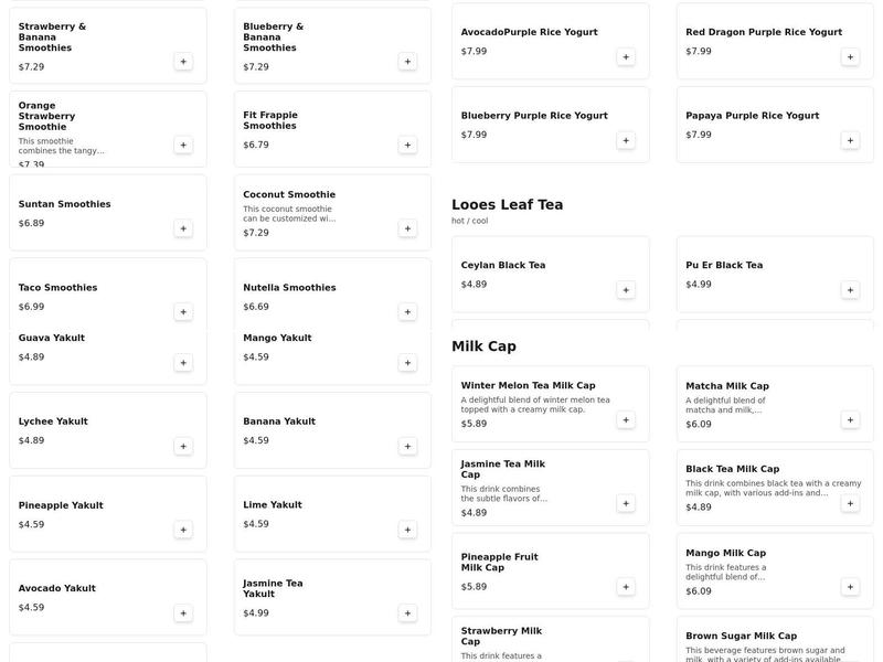 Boba Break Menu