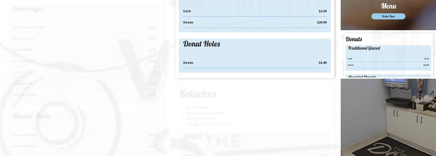 The Donut Run Menu