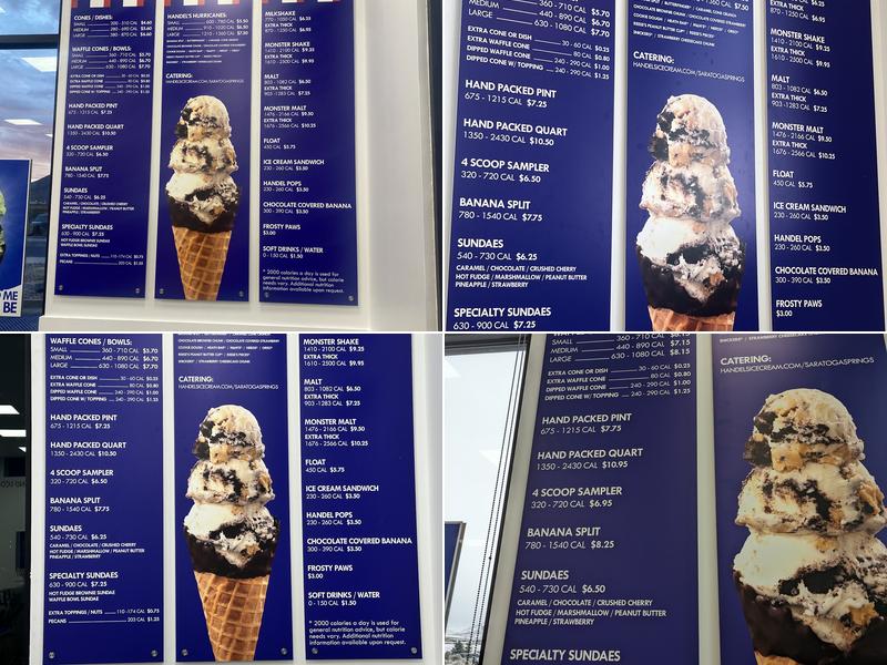 Handel's Homemade Ice Cream Menu