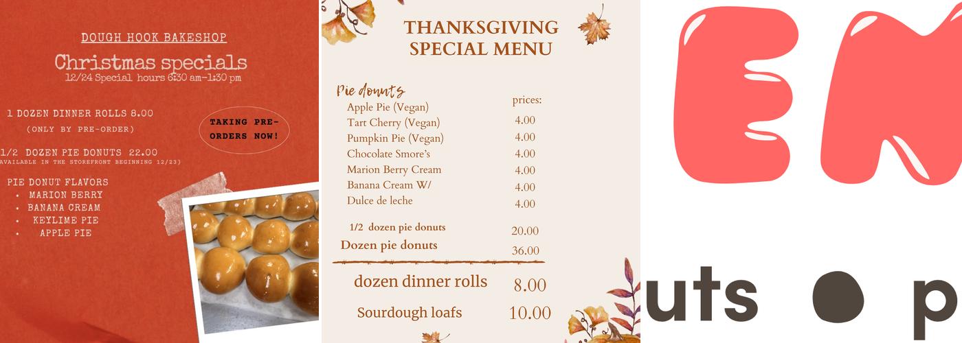 Dough Hook Bake Shop Menu