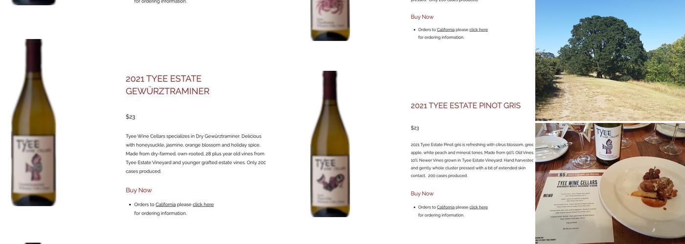 Tyee Wine Cellars Menu