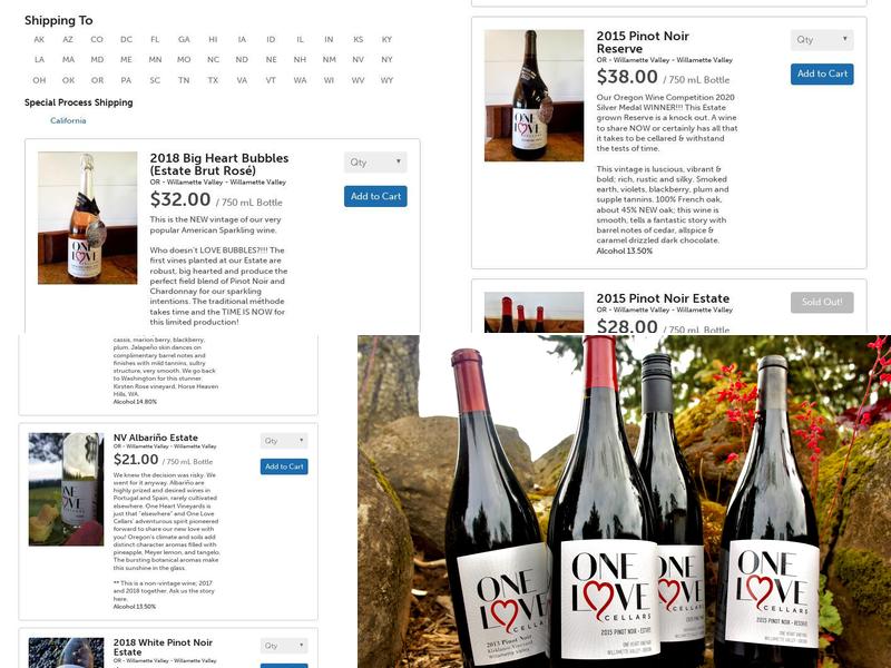 One Love Cellars Menu