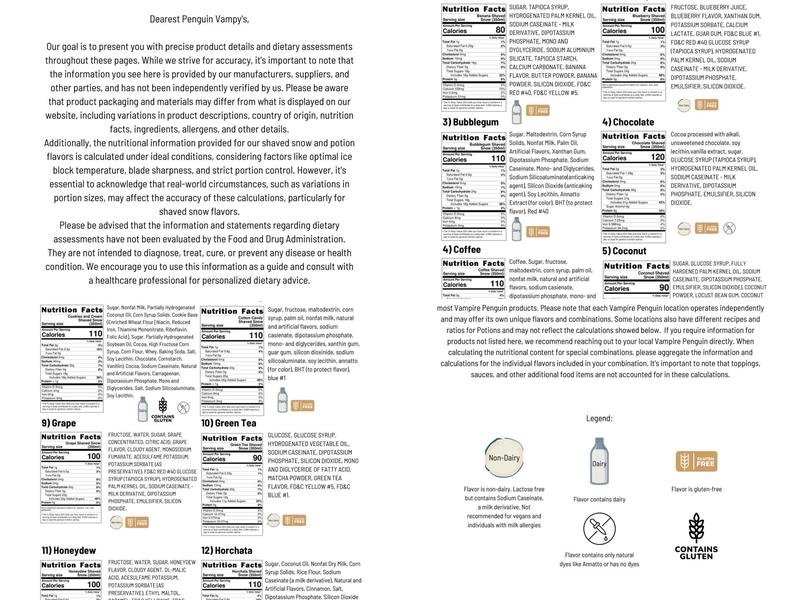 Vampire Penguin Menu