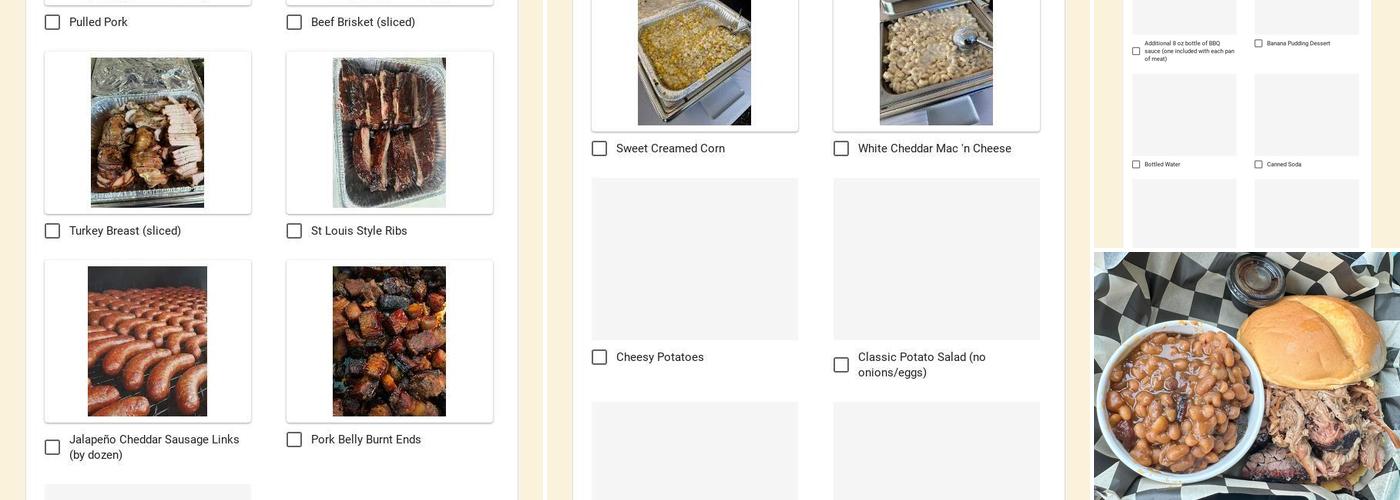 701 BBQ Menu