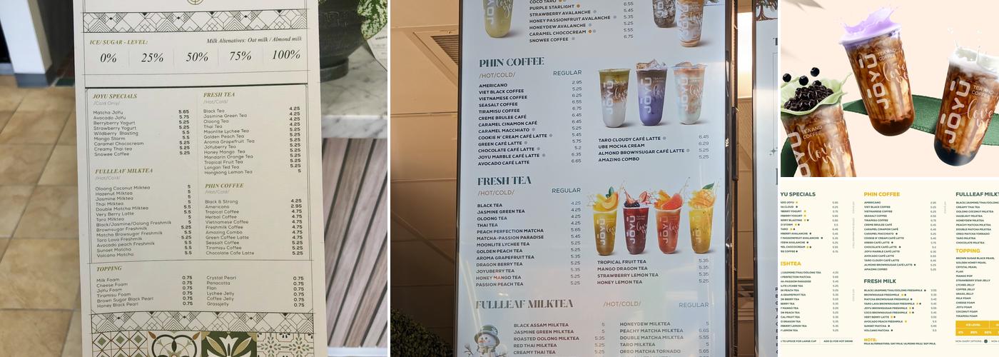 Joyu Tea & Coffee Menu