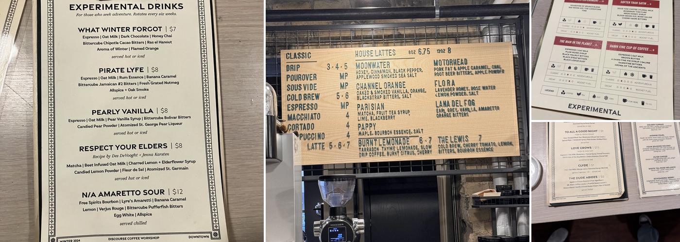 Discourse Coffee - Downtown Menu