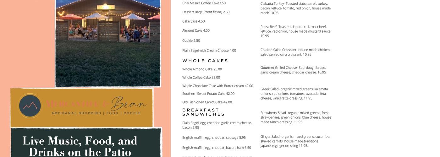 Mercantile & Bean Menu