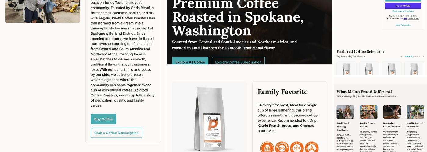 Pitotti Coffee Roasters Menu